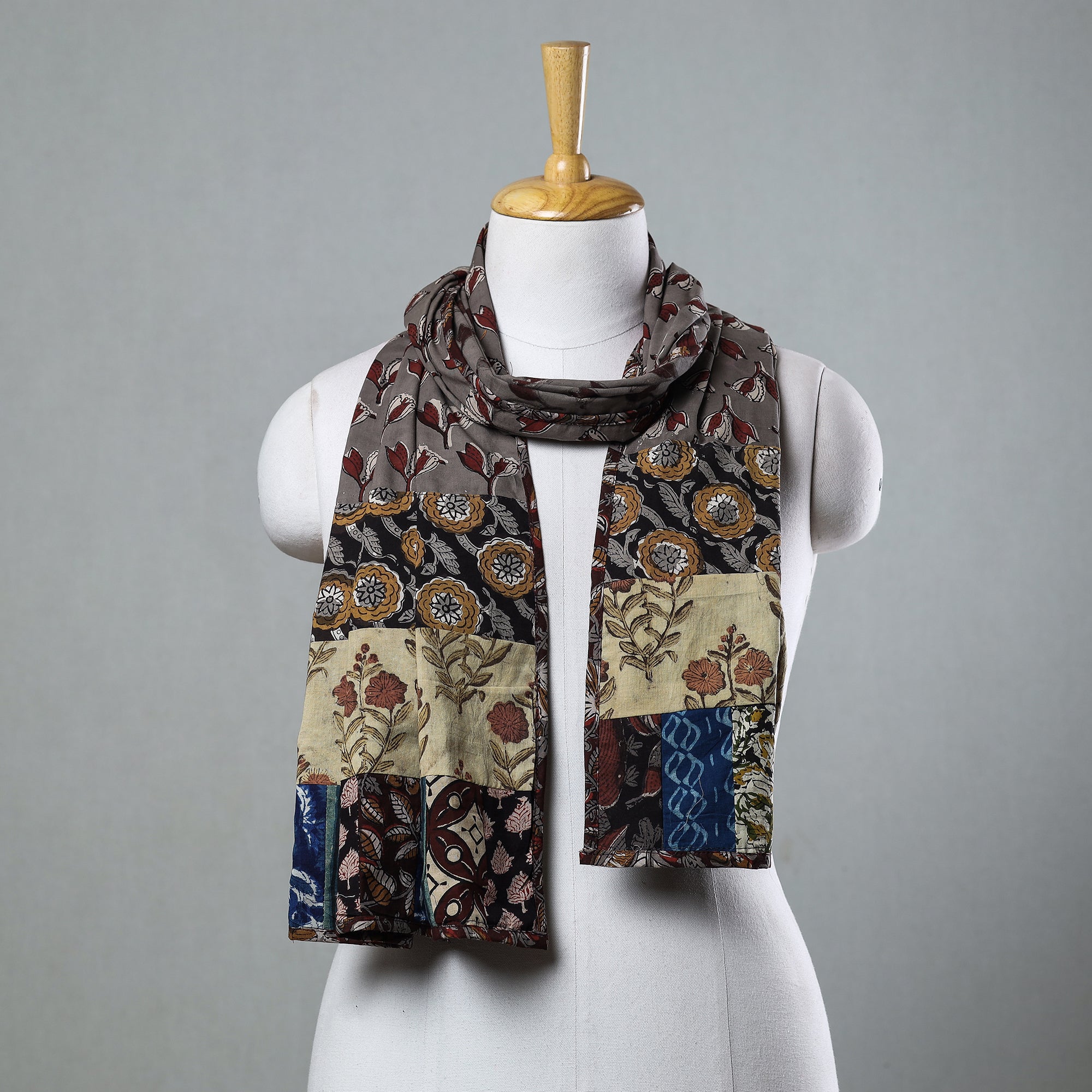 Multicolor - Bagh Block Printed Patchwork Cotton Stole