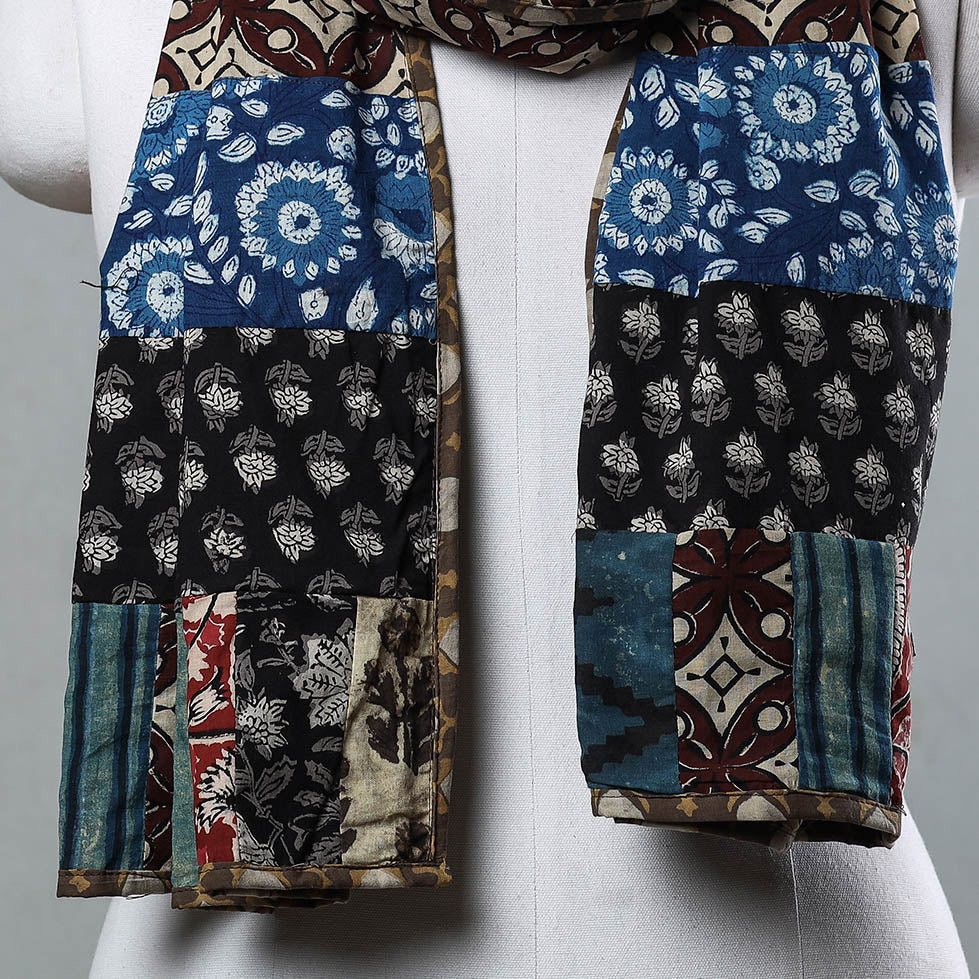  Bagru Block Printed Patchwork Cotton Stole 