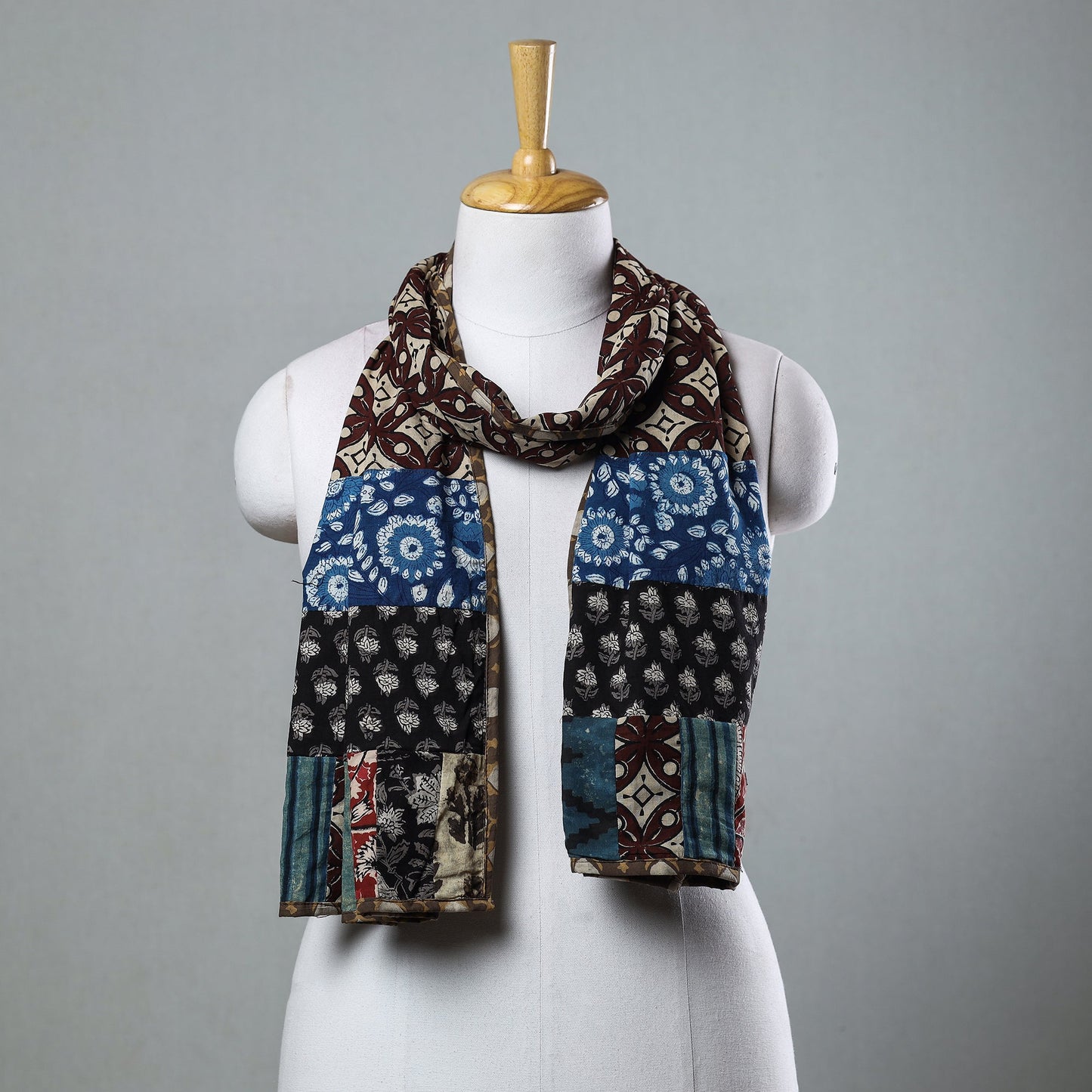  Bagru Block Printed Patchwork Cotton Stole 