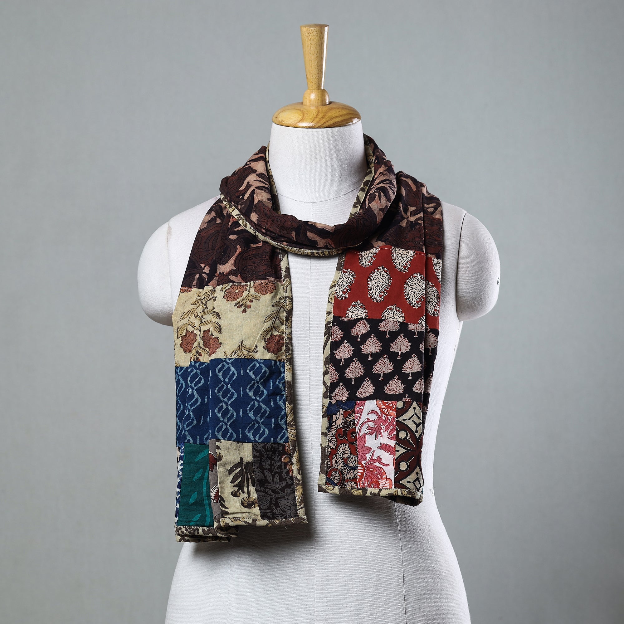 Multicolor - Bagh Block Printed Patchwork Cotton Stole