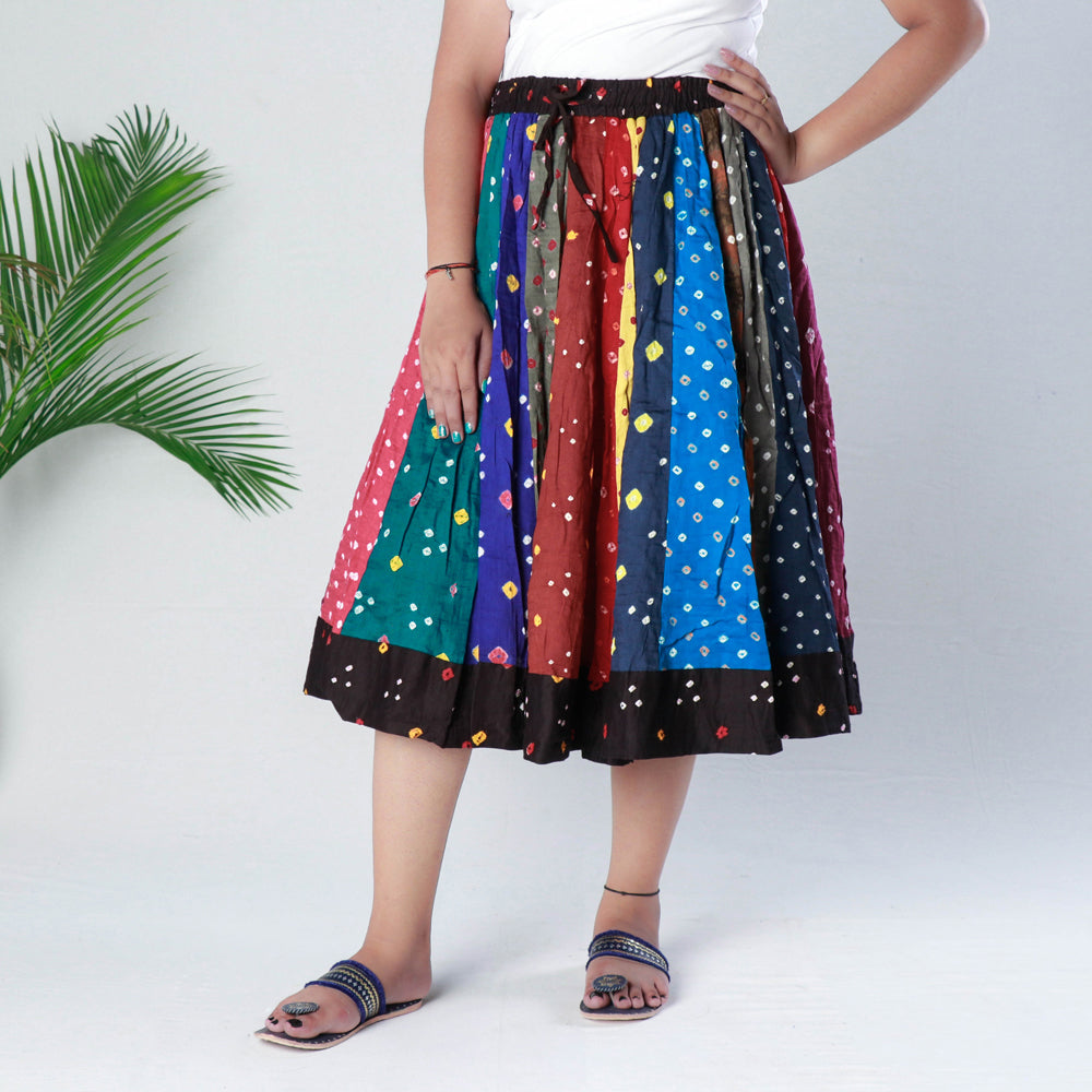  Bandhani Tie-Dye Cotton Fabric Short Skirt 