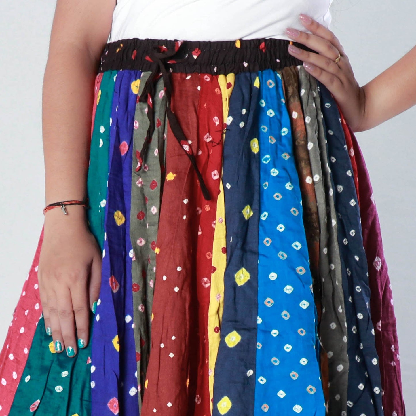  Bandhani Tie-Dye Cotton Fabric Short Skirt 