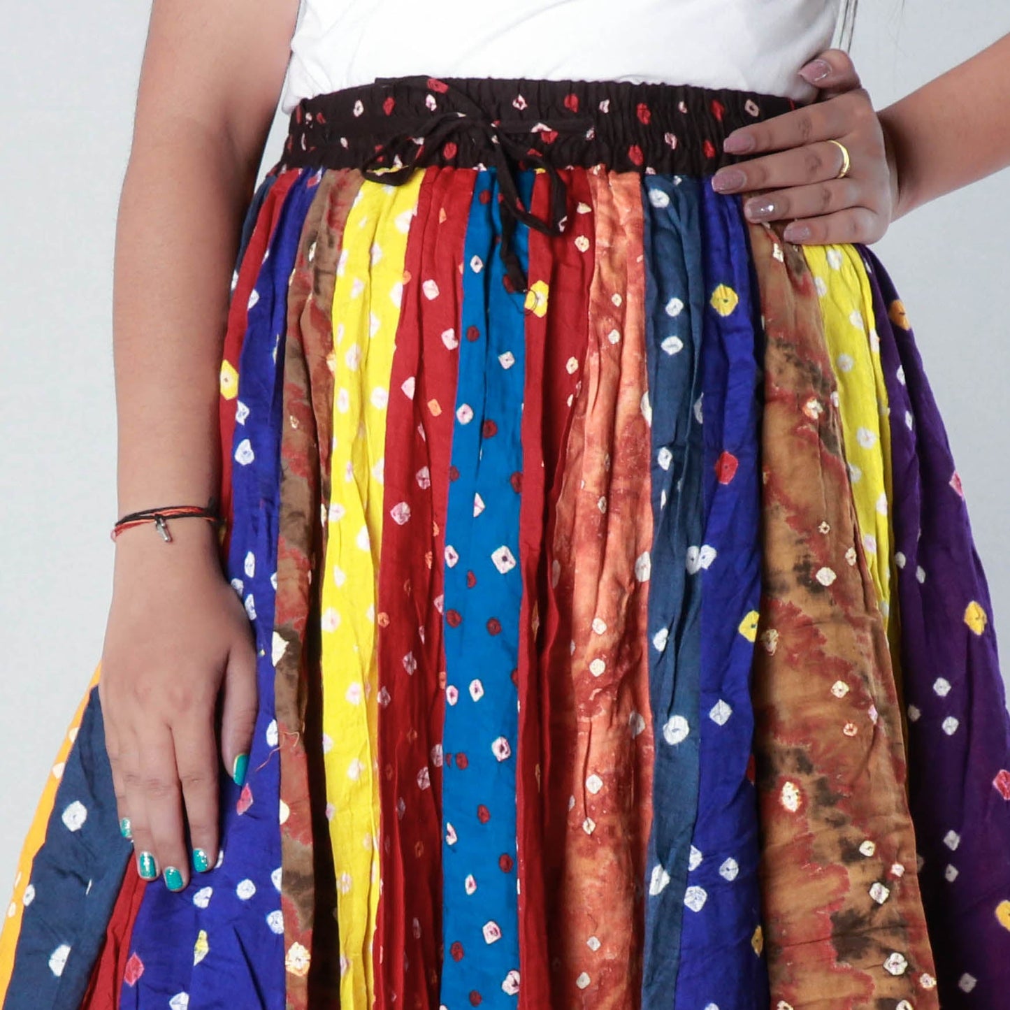Buy Bandhani Tie-Dye Cotton Fabric Short Skirt Online l iTokri.com