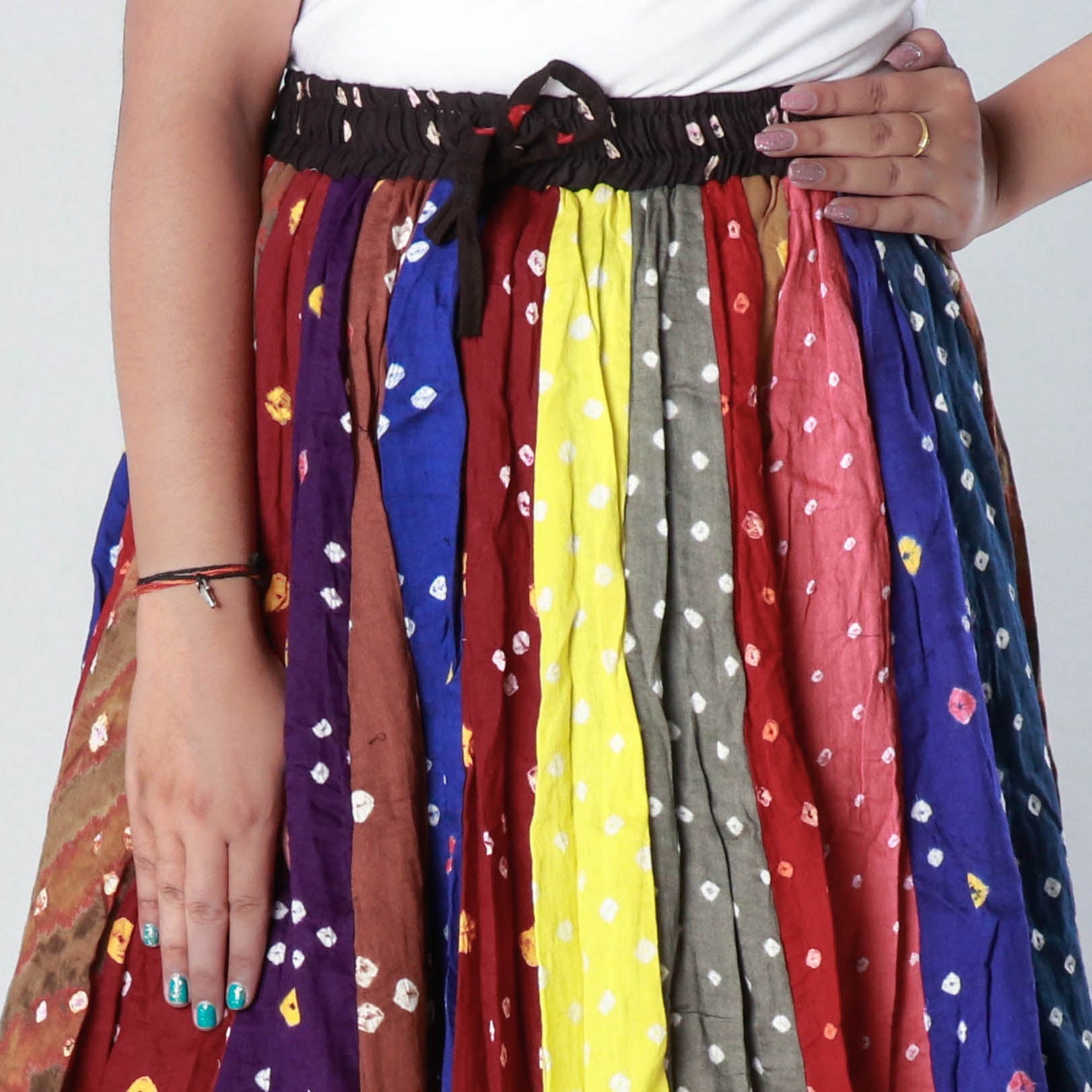  Bandhani Tie-Dye Cotton Fabric Short Skirt 