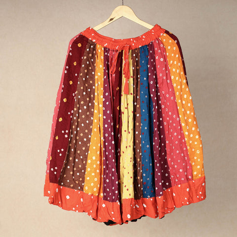 Buy  Bandhani Tie-Dye Patchwork Cotton Short Skirt Online at iTokri.com