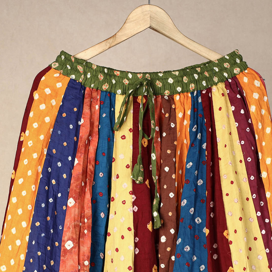 Buy  Bandhani Tie-Dye Patchwork Cotton Short Skirt Online at iTokri.com