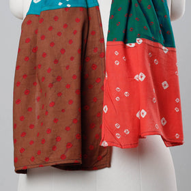  Bandhani Tie-Dye Patchwork Multicolor Soft Cotton Stole Online at iTokri.com