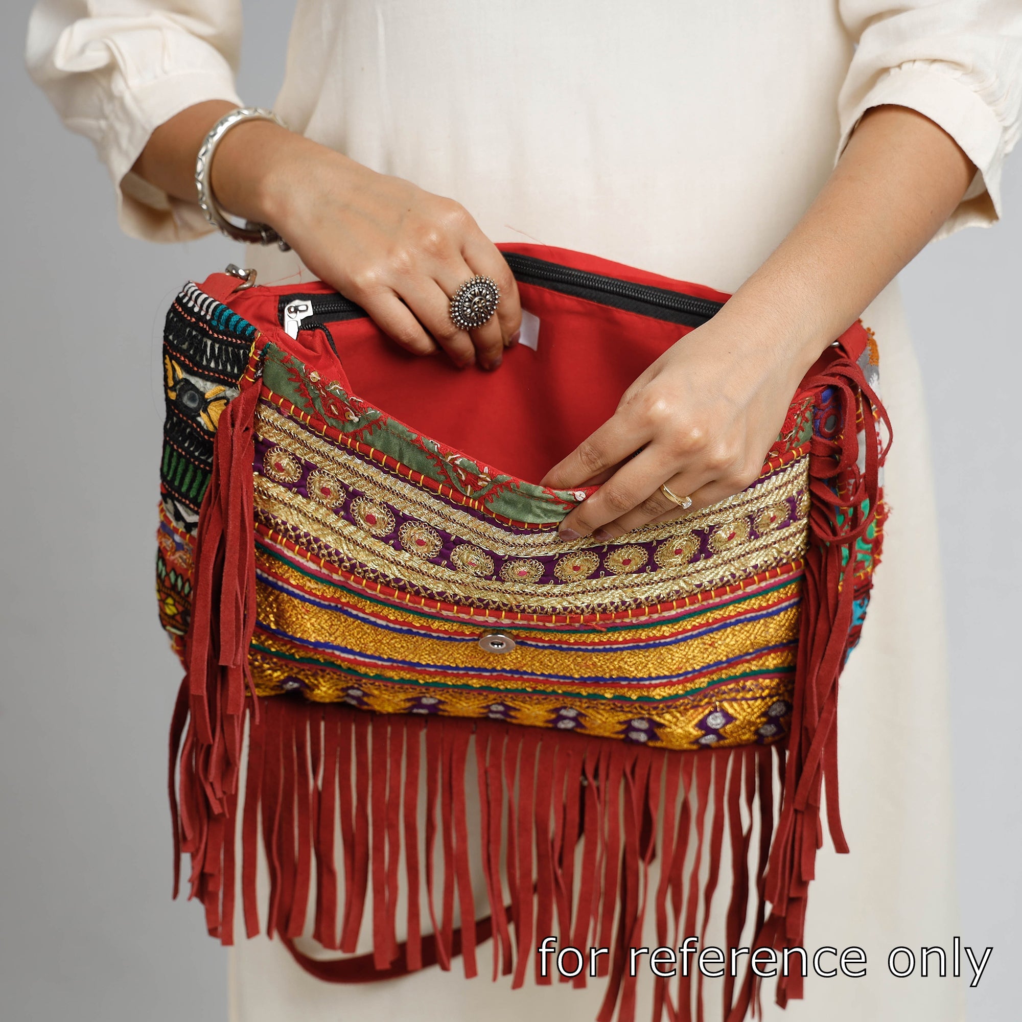 Buy Banjara Vintage Embroidery Beads, Shell & Coin Patchwork Sling Bag Online at iTokri.com 