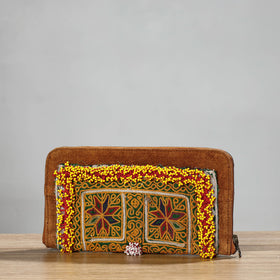 Multicolor Banjara Vintage Embroidery Beadwork Suede Leather Wallet