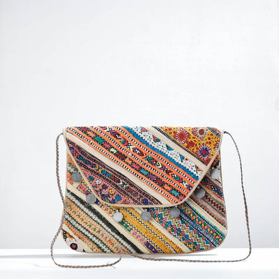 Multicolor Banjara Vintage Embroidery Mirror & Coin Work Sling Bag