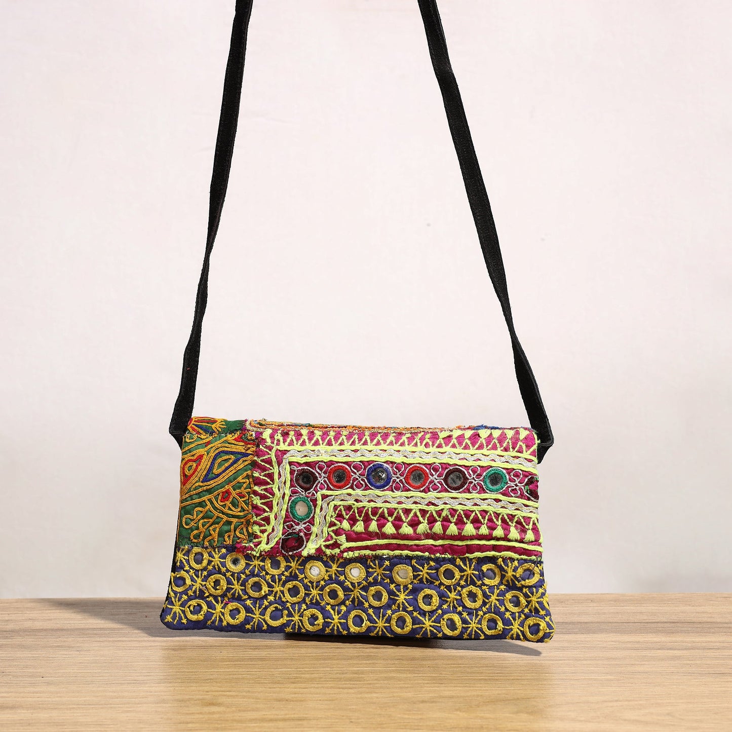 Buy Banjara Vintage Embroidery Mirror & Coin Work Sling Bag 04 Online l iTokri.com 