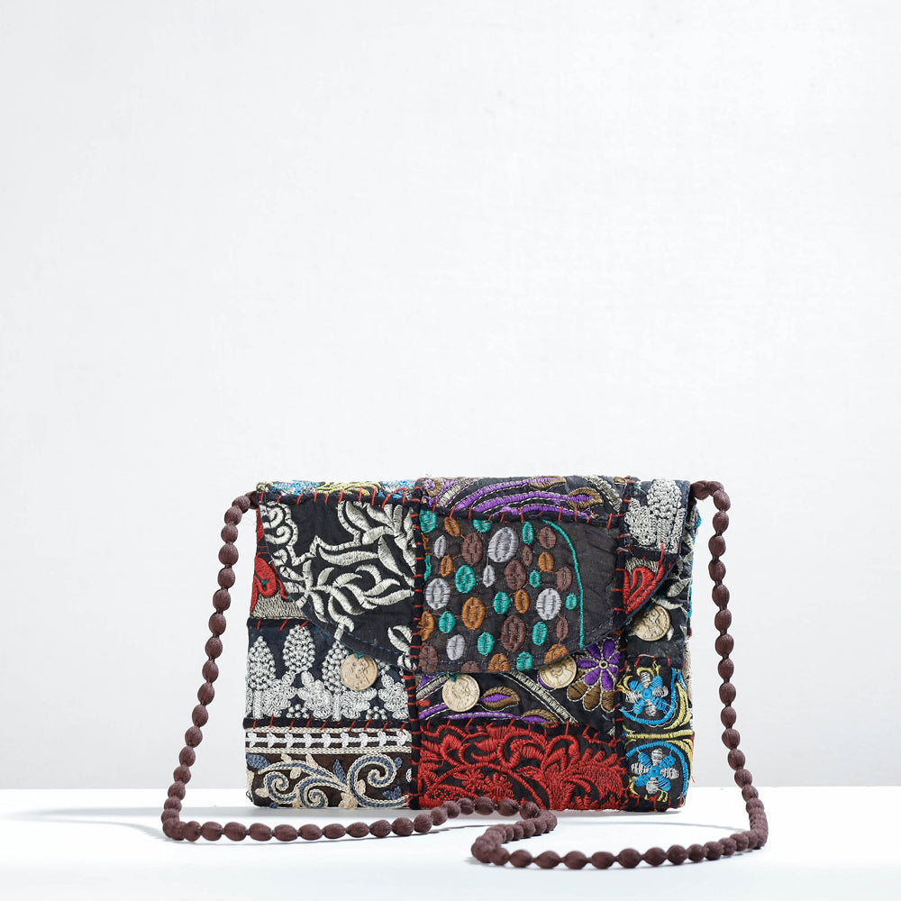 Multicolor Banjara Vintage Embroidery Patchwork Coin Work Sling Bag