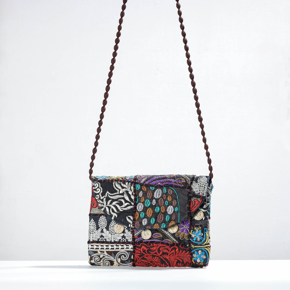 Multicolor Banjara Vintage Embroidery Patchwork Coin Work Sling Bag
