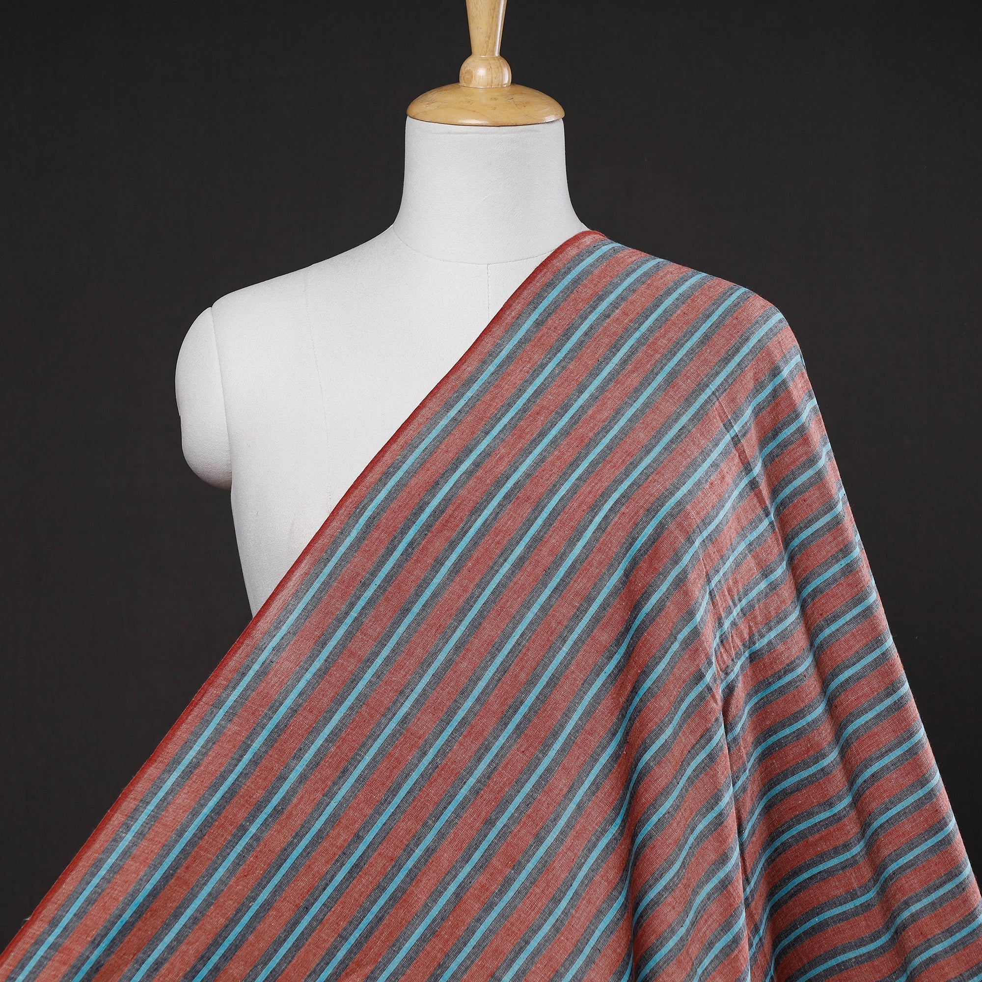 Buy Baragaon Pre Washed Handloom Striped Cotton Fabric Online l iTokri.com
