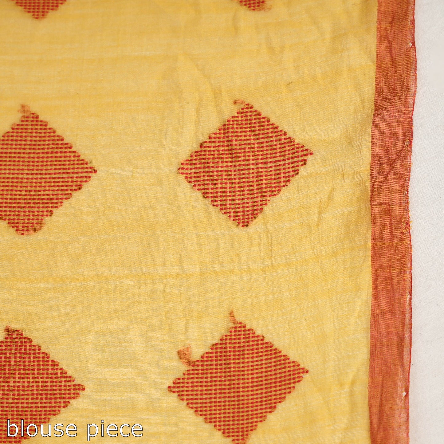 Yellow Base Silk Cotton Saree with Red Buti on Pallu & Red Stripes on Body Online l iTokri.com 