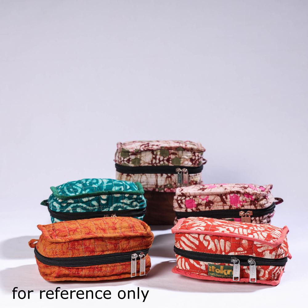 Multicolor Batik Cotton Fabric 4 Pockets Jewelry Bag