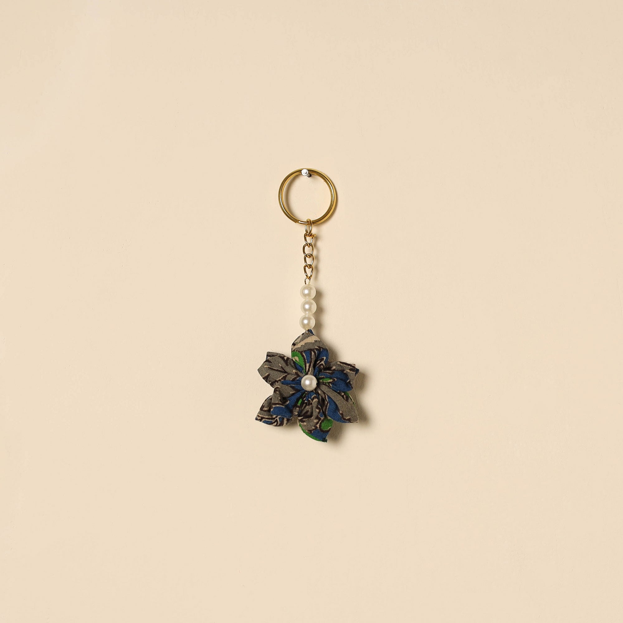 Beaded fabart flower keychain 14 - handcrafted
