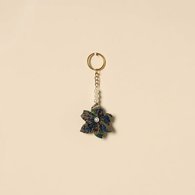 Beaded fabart flower keychain 14 - handcrafted