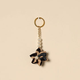 Beaded fabart flower keychain 28 - handcrafted