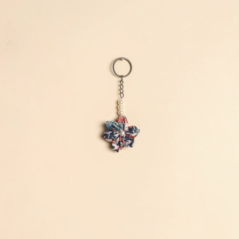 Beaded fabart flower keychain 34 - handcrafted