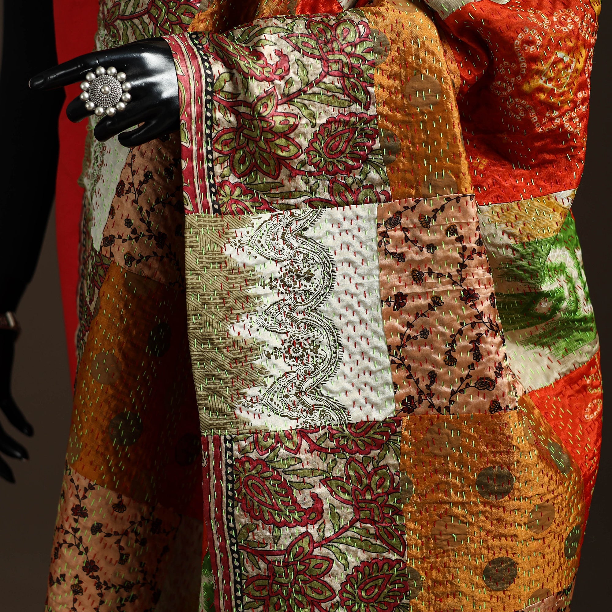 Multicolor - bengal hand embroidery patchwork reversible