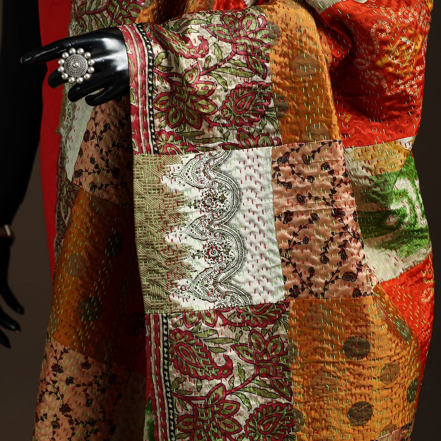 Multicolor - bengal hand embroidery patchwork reversible