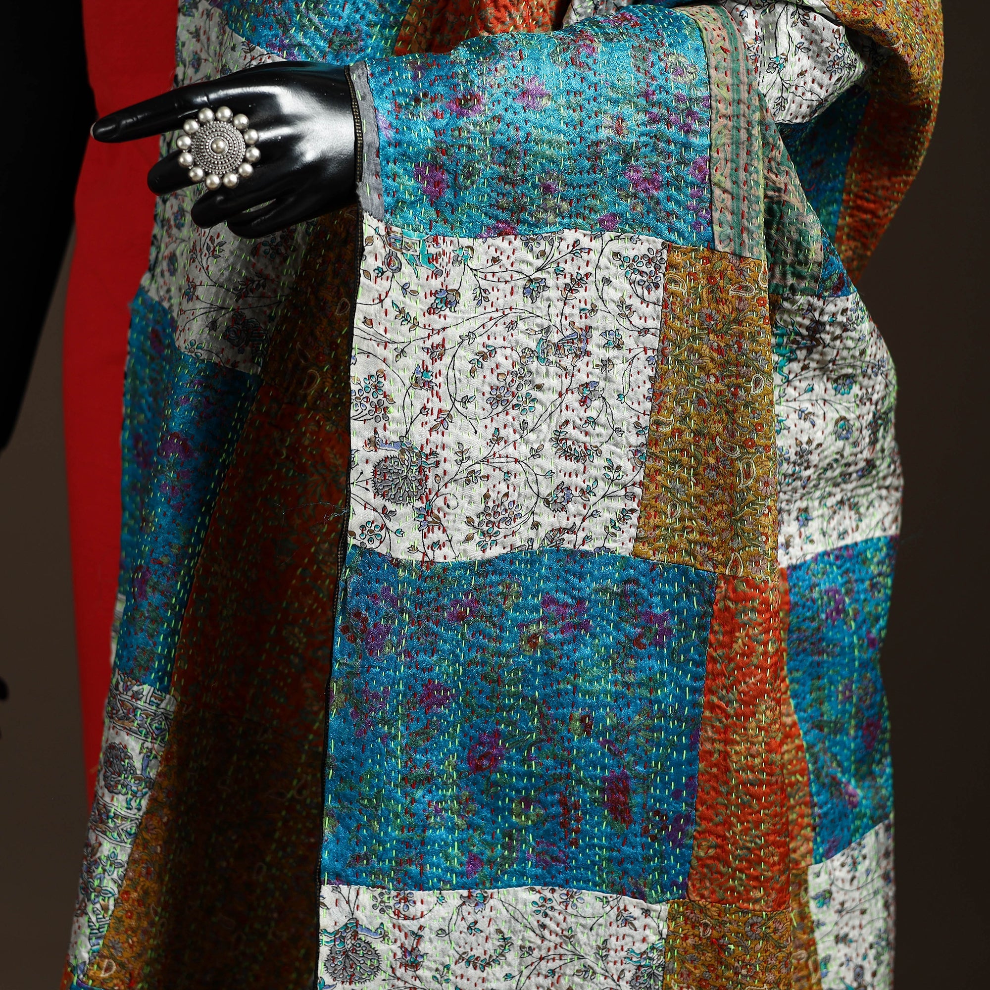 Multicolor - bengal hand embroidery patchwork reversible
