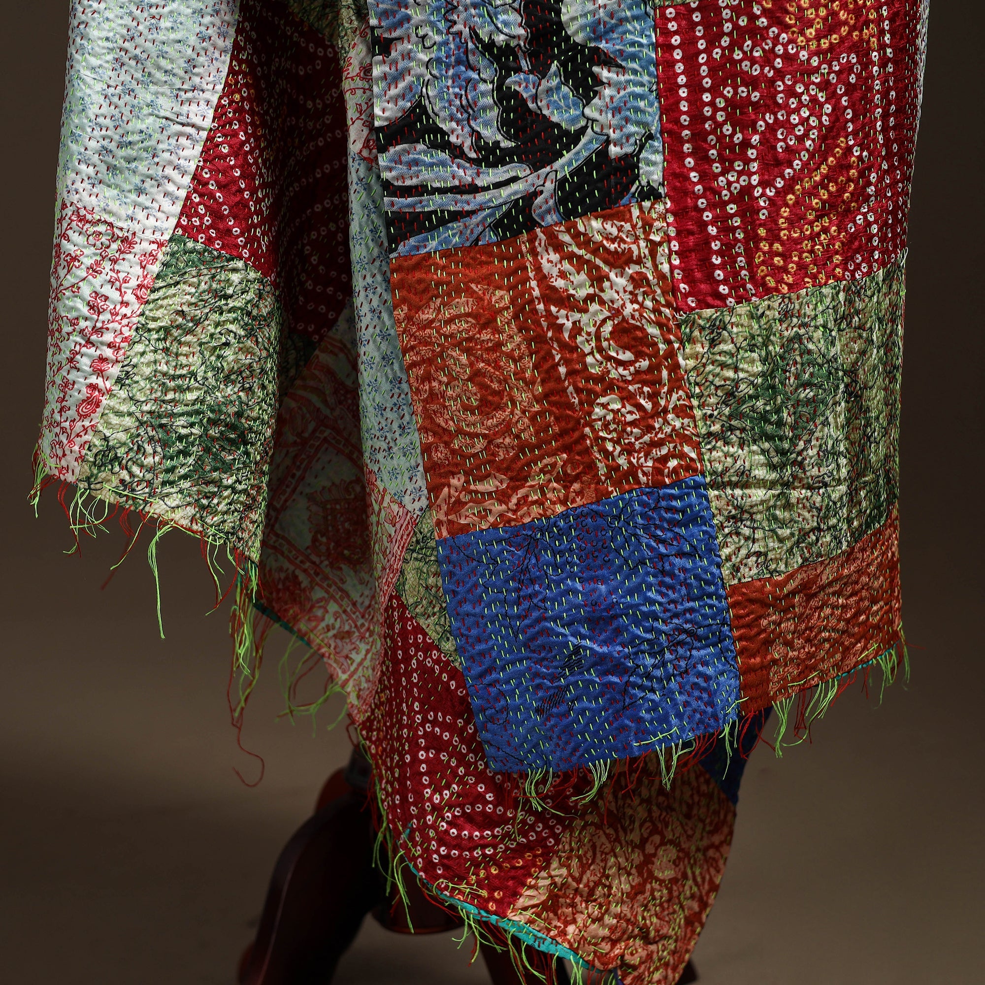 Multicolor - bengal hand embroidery patchwork reversible