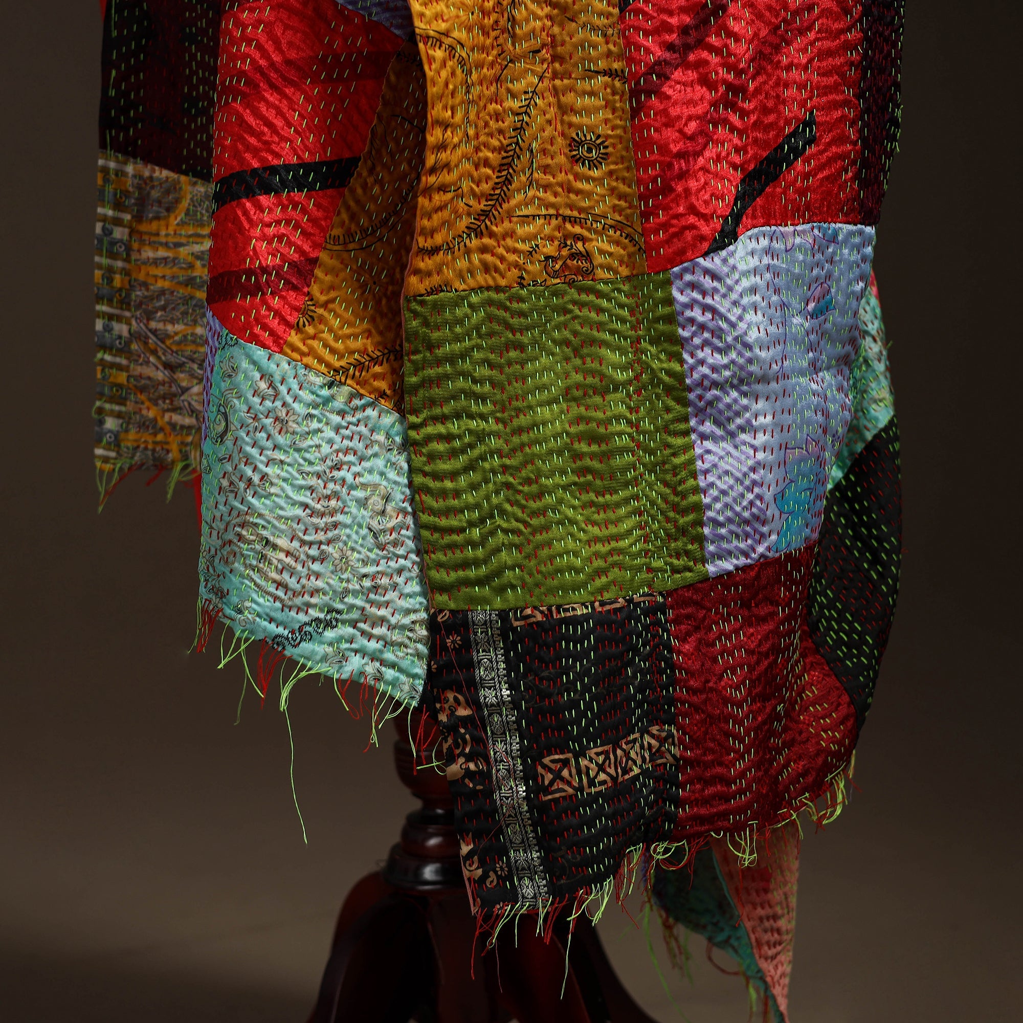 Multicolor - bengal hand embroidery patchwork reversible