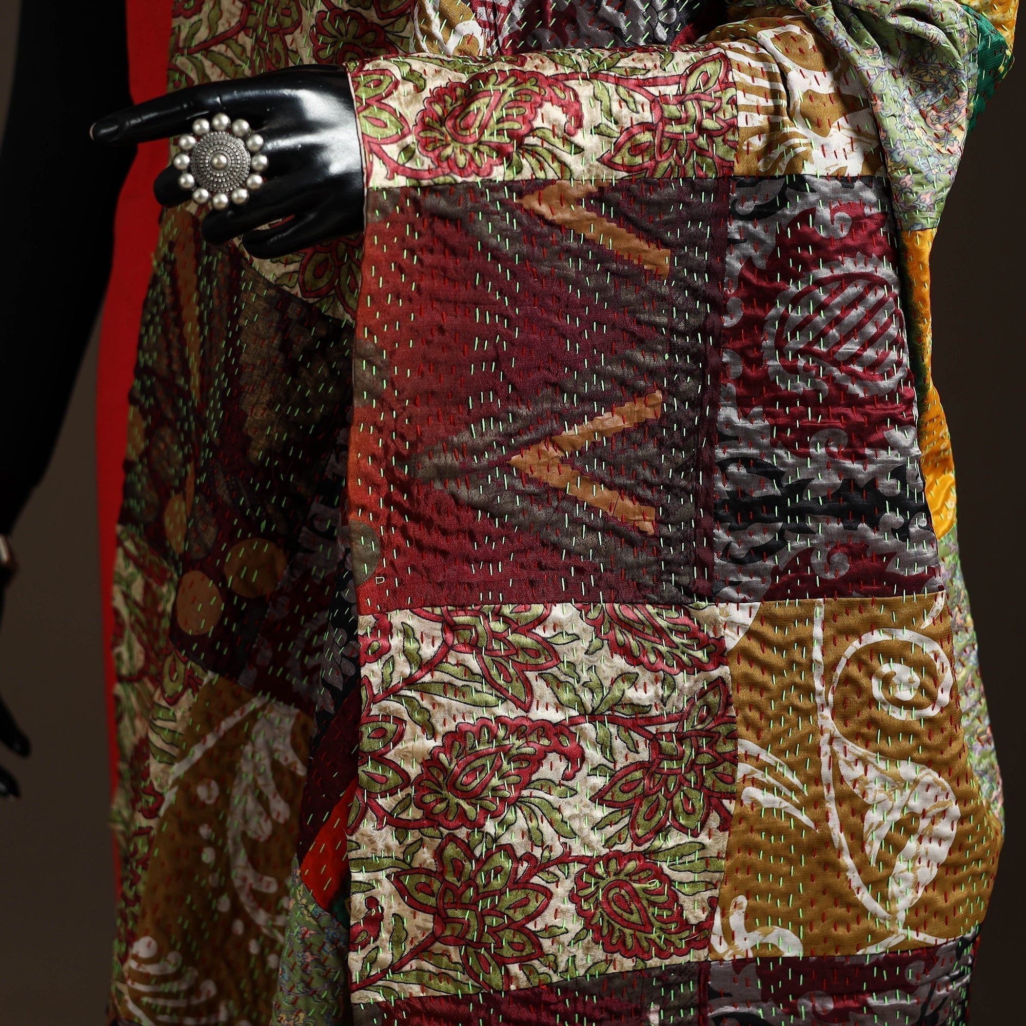 Multicolor - bengal hand embroidery patchwork reversible