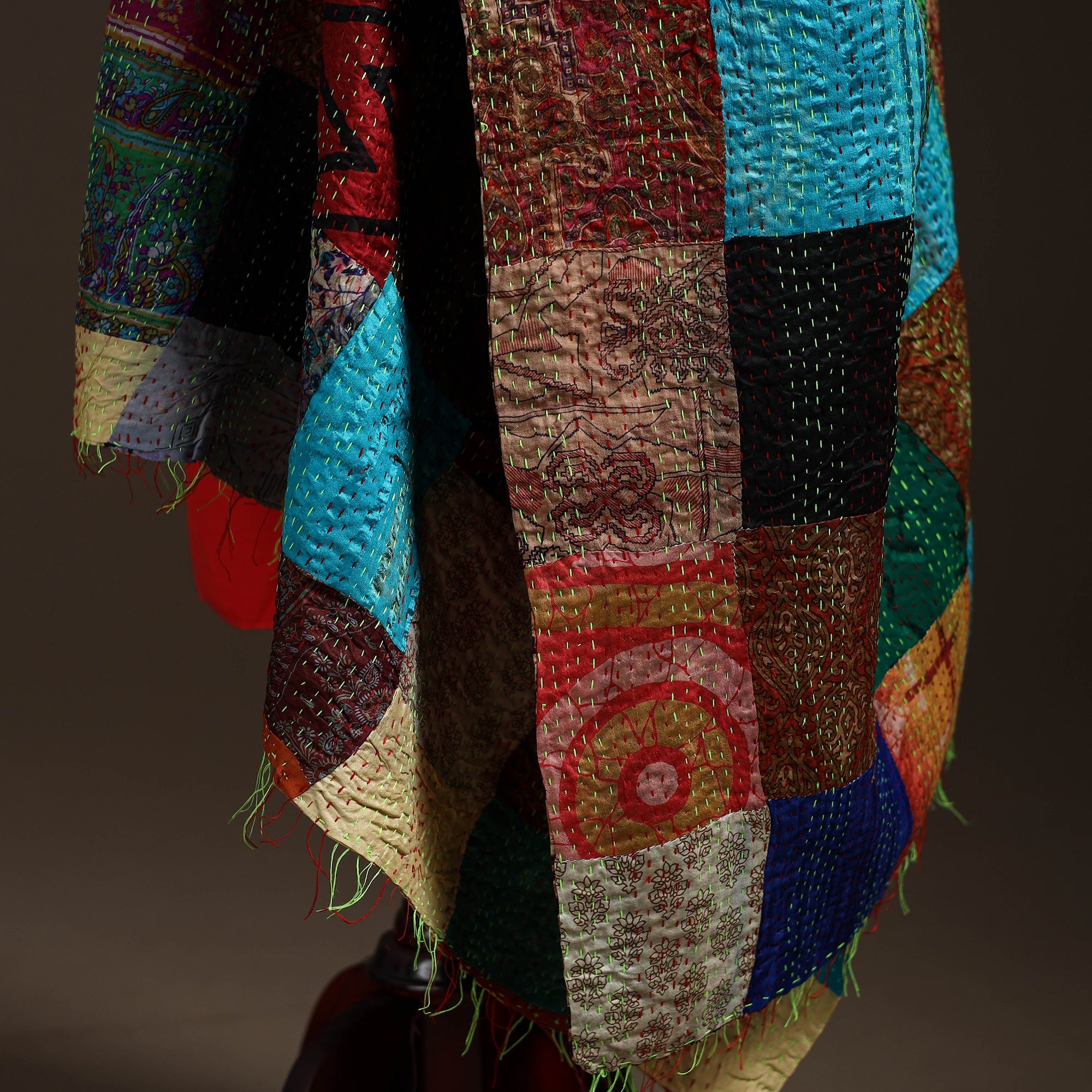 Multicolor - bengal hand embroidery patchwork reversible