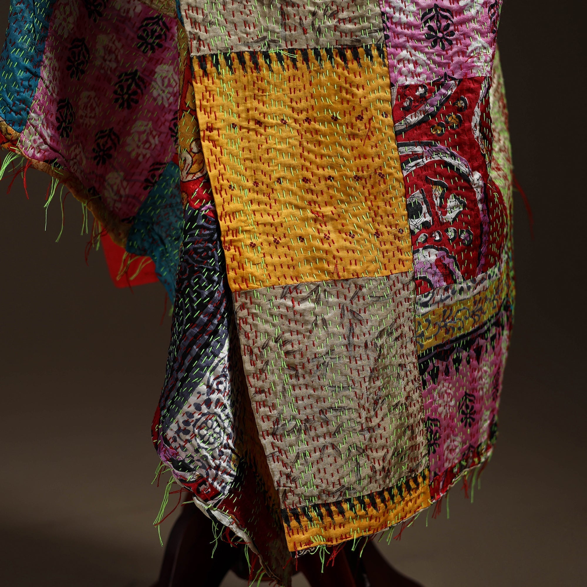 Multicolor - bengal hand embroidery patchwork reversible