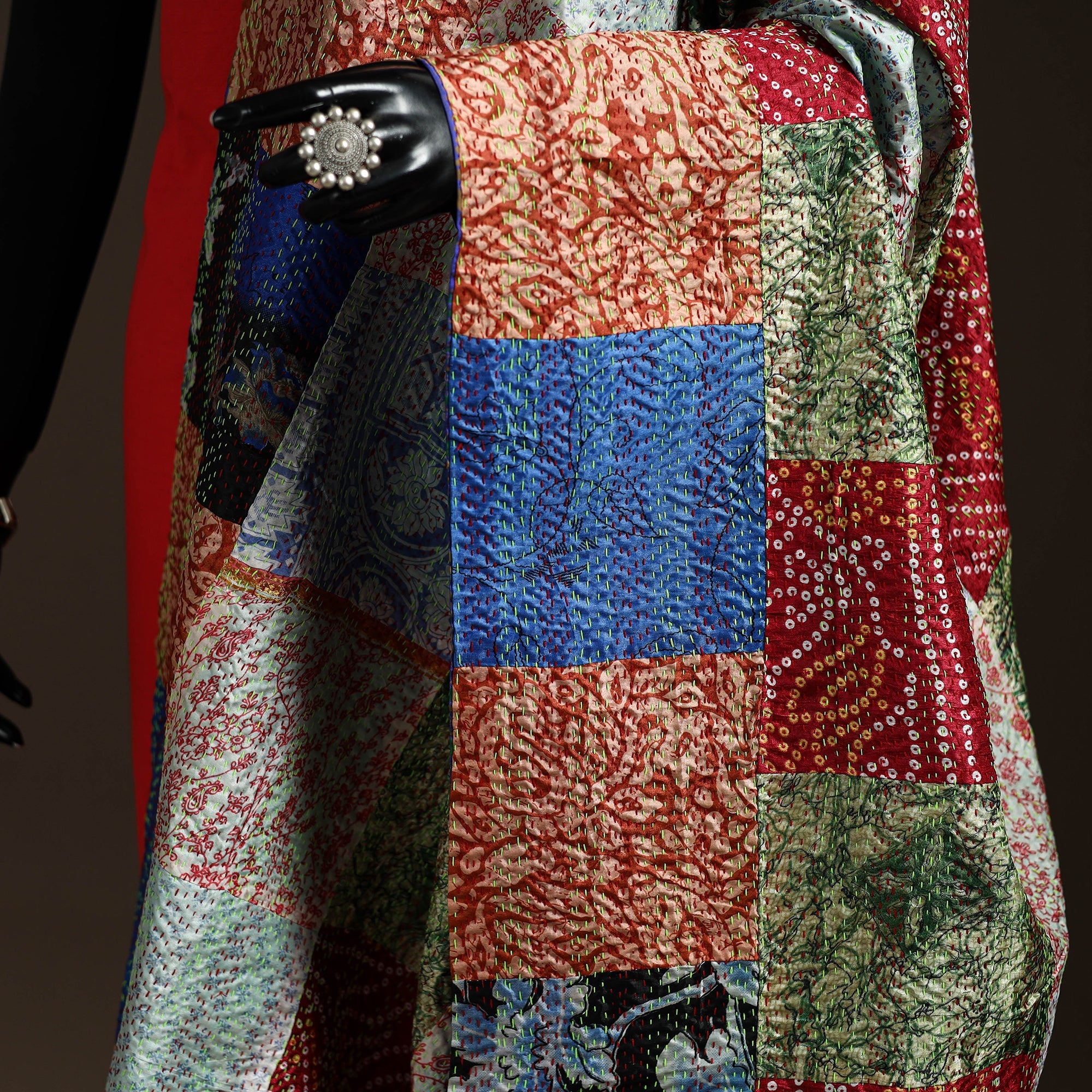 Multicolor - bengal hand embroidery patchwork reversible