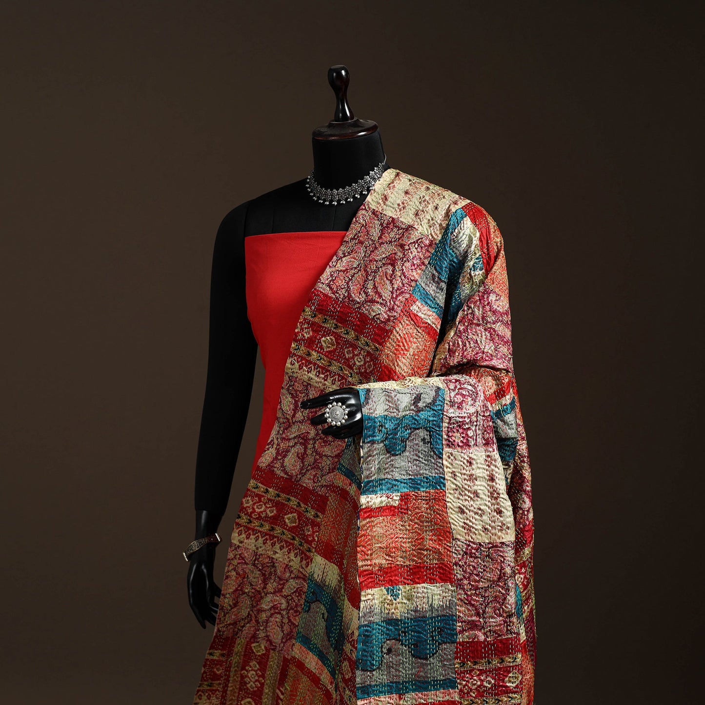 Multicolor - bengal hand embroidery patchwork reversible