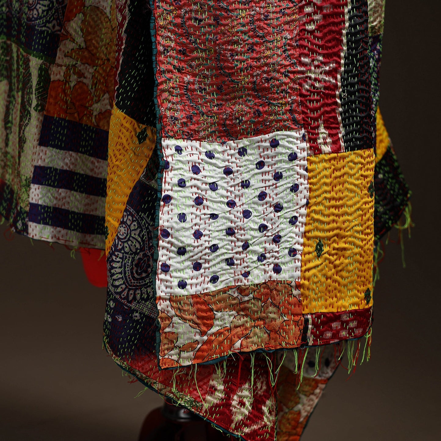 Multicolor - bengal hand embroidery patchwork reversible