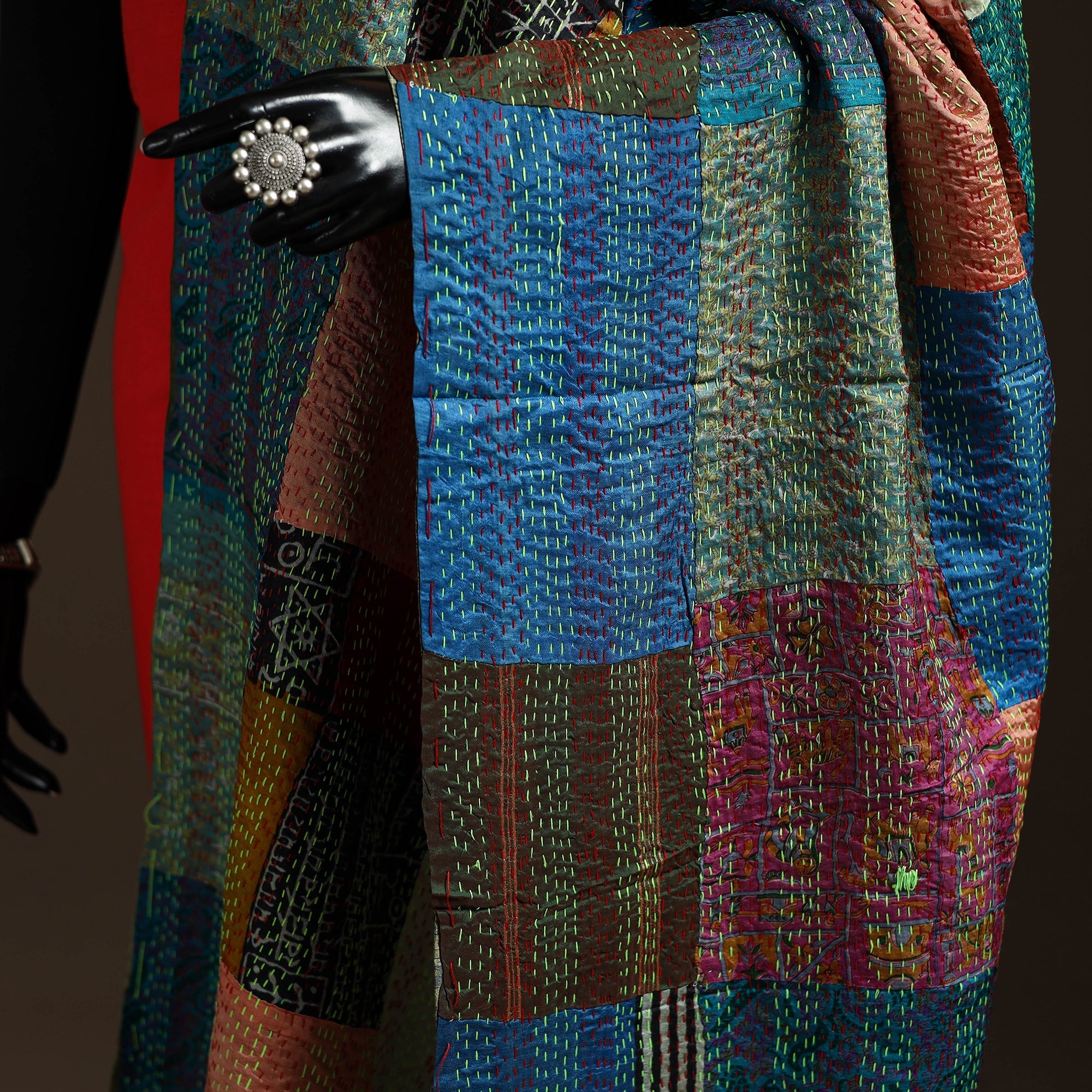 Multicolor - bengal hand embroidery patchwork reversible