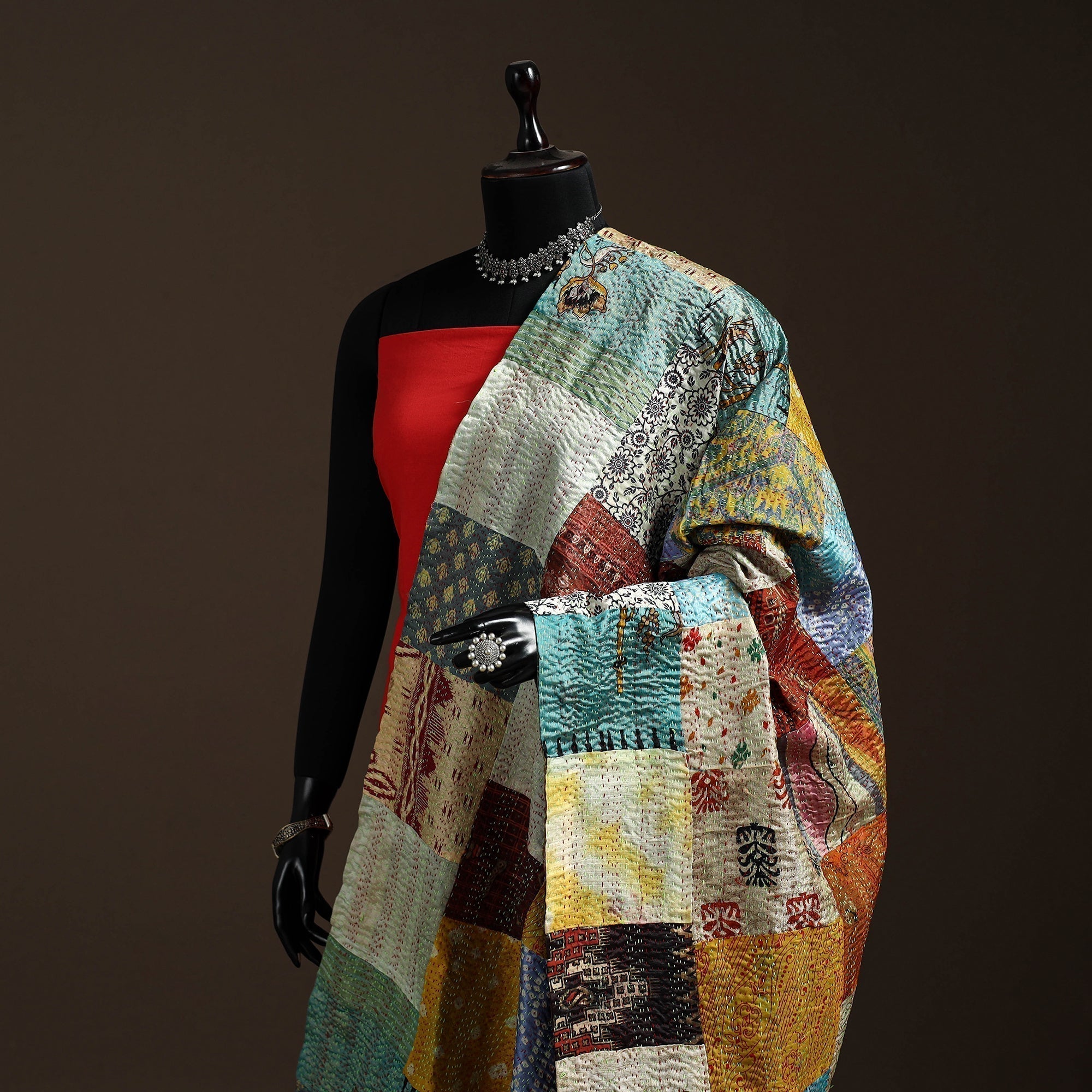 Multicolor - bengal hand embroidery patchwork reversible