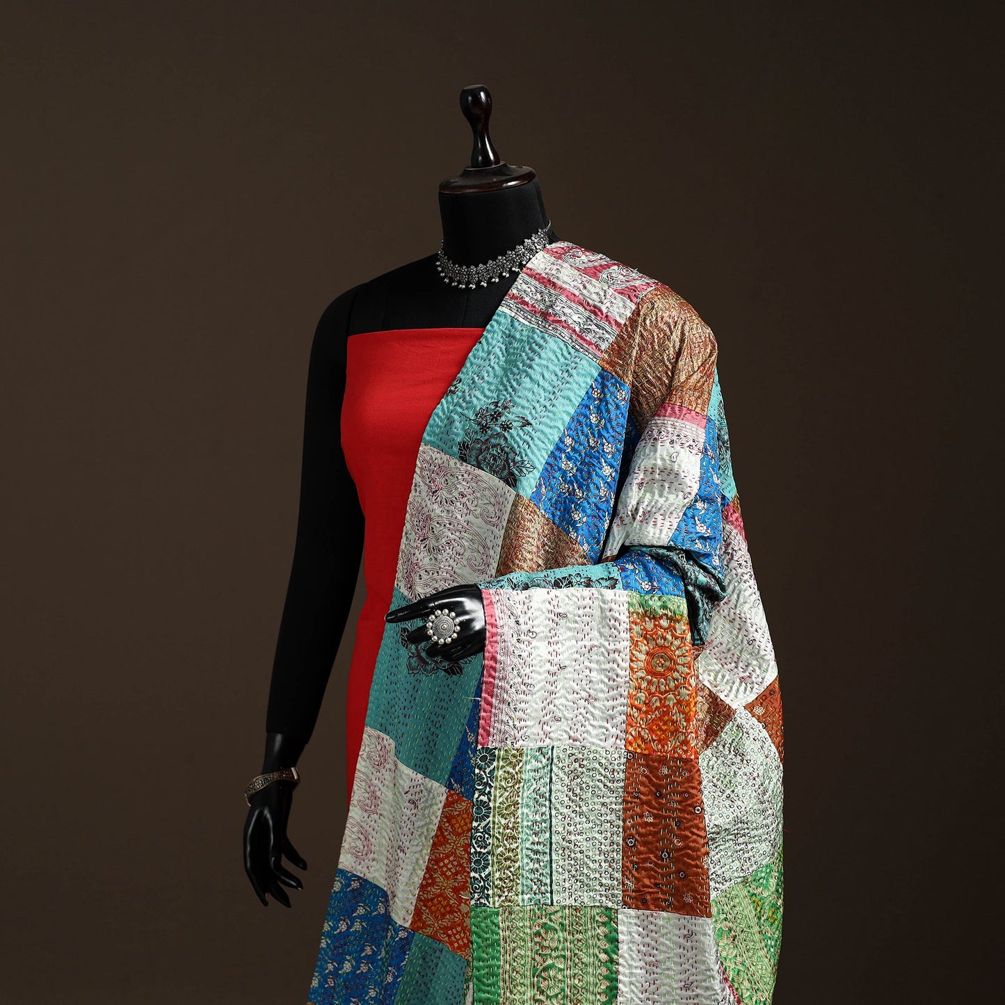 Multicolor - bengal hand embroidery patchwork reversible