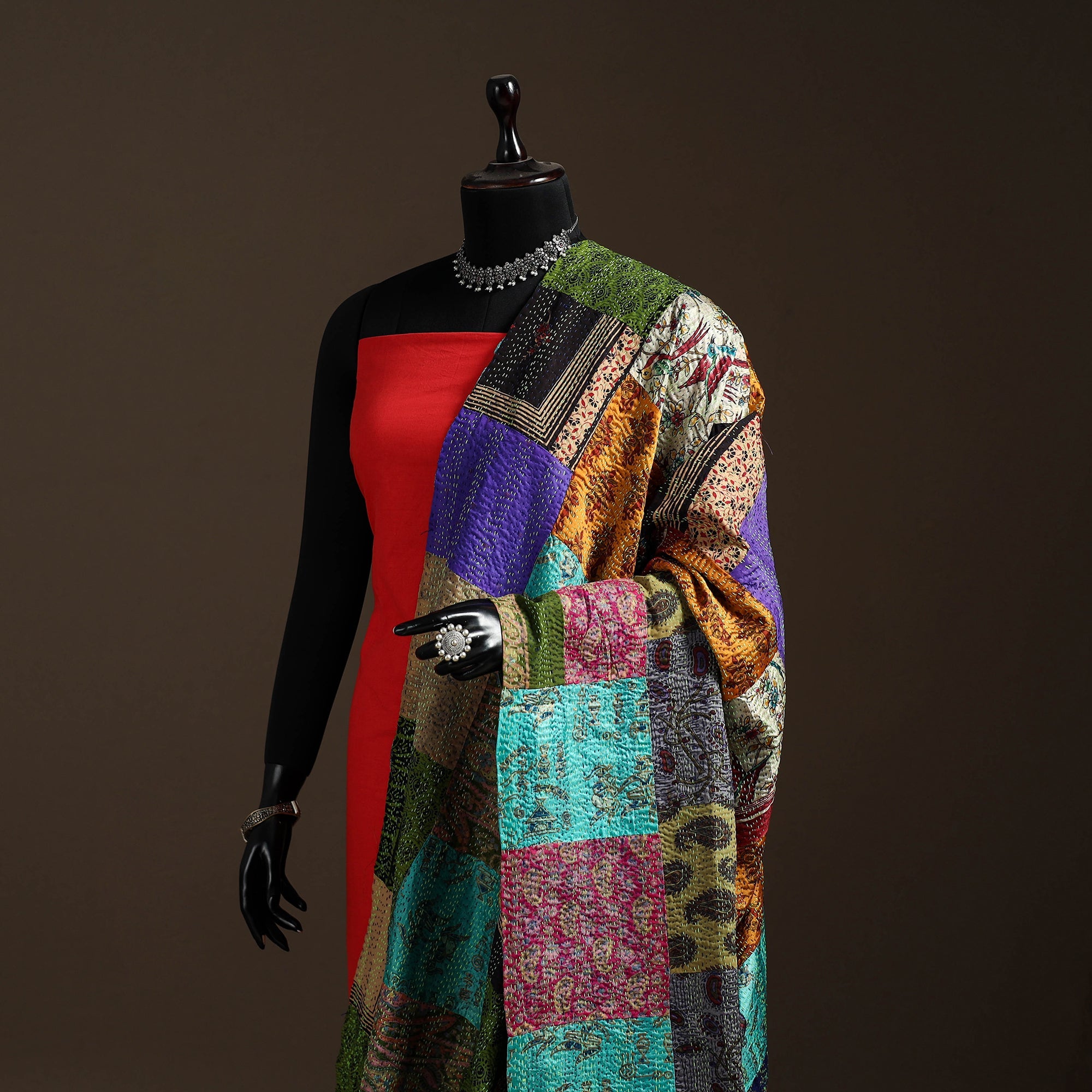 Multicolor - bengal hand embroidery patchwork reversible