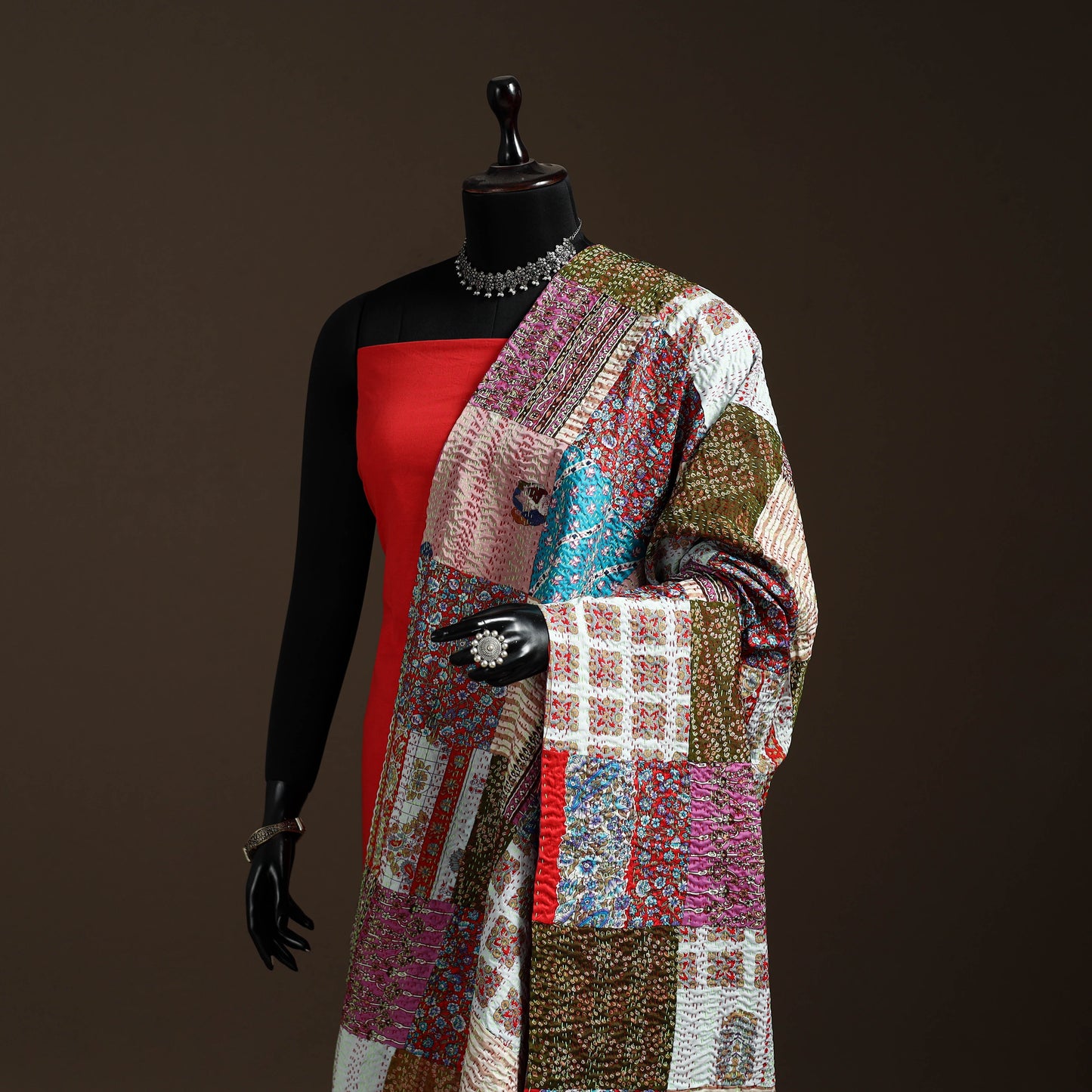 Multicolor - bengal hand embroidery patchwork reversible