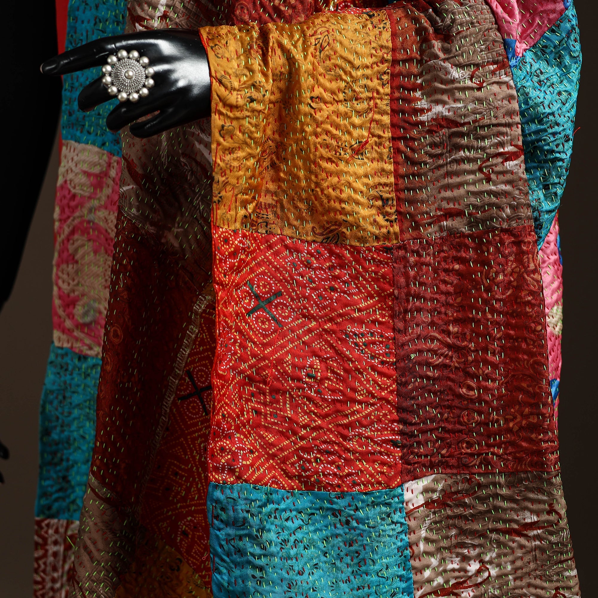 Multicolor - bengal hand embroidery patchwork reversible