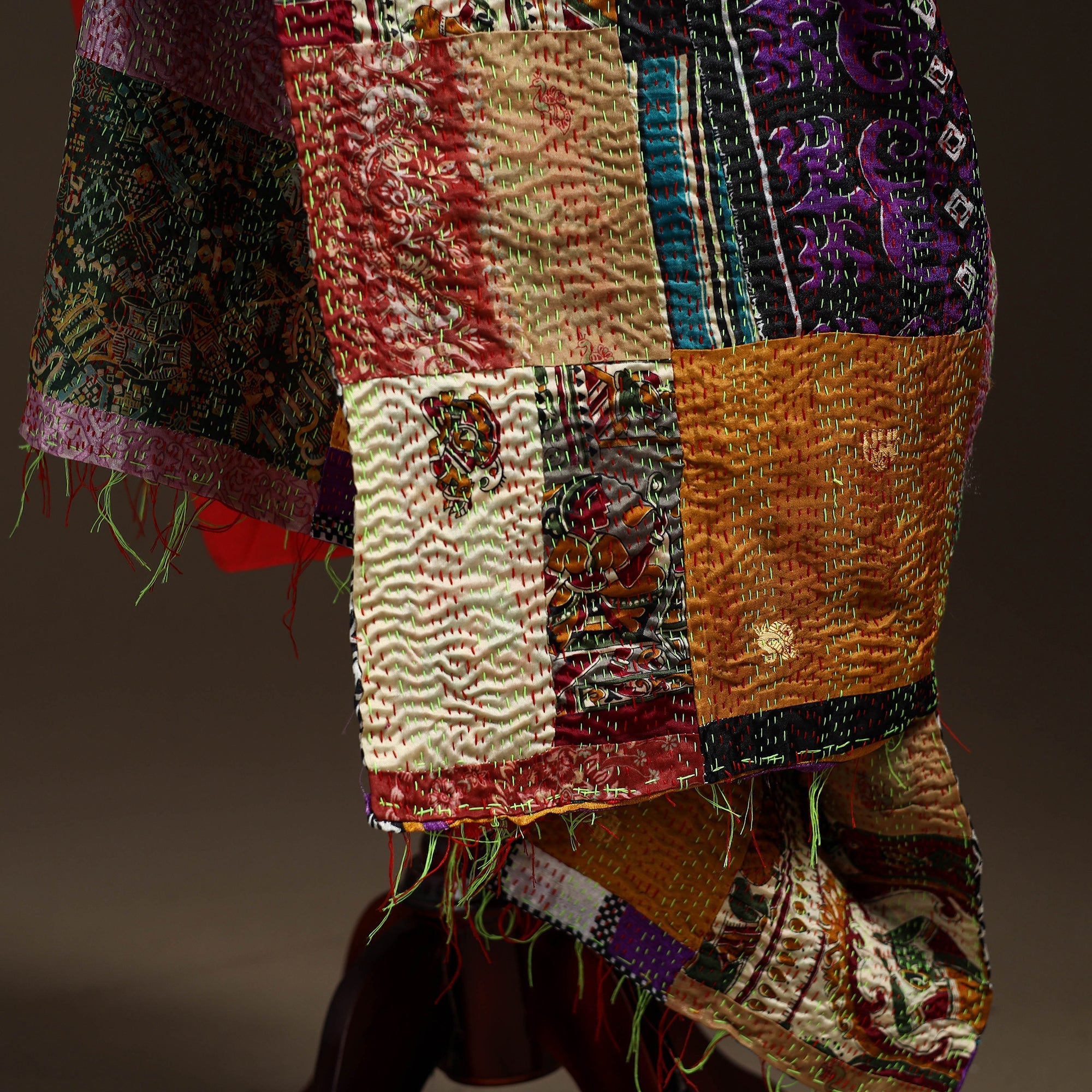 Multicolor - bengal hand embroidery patchwork reversible