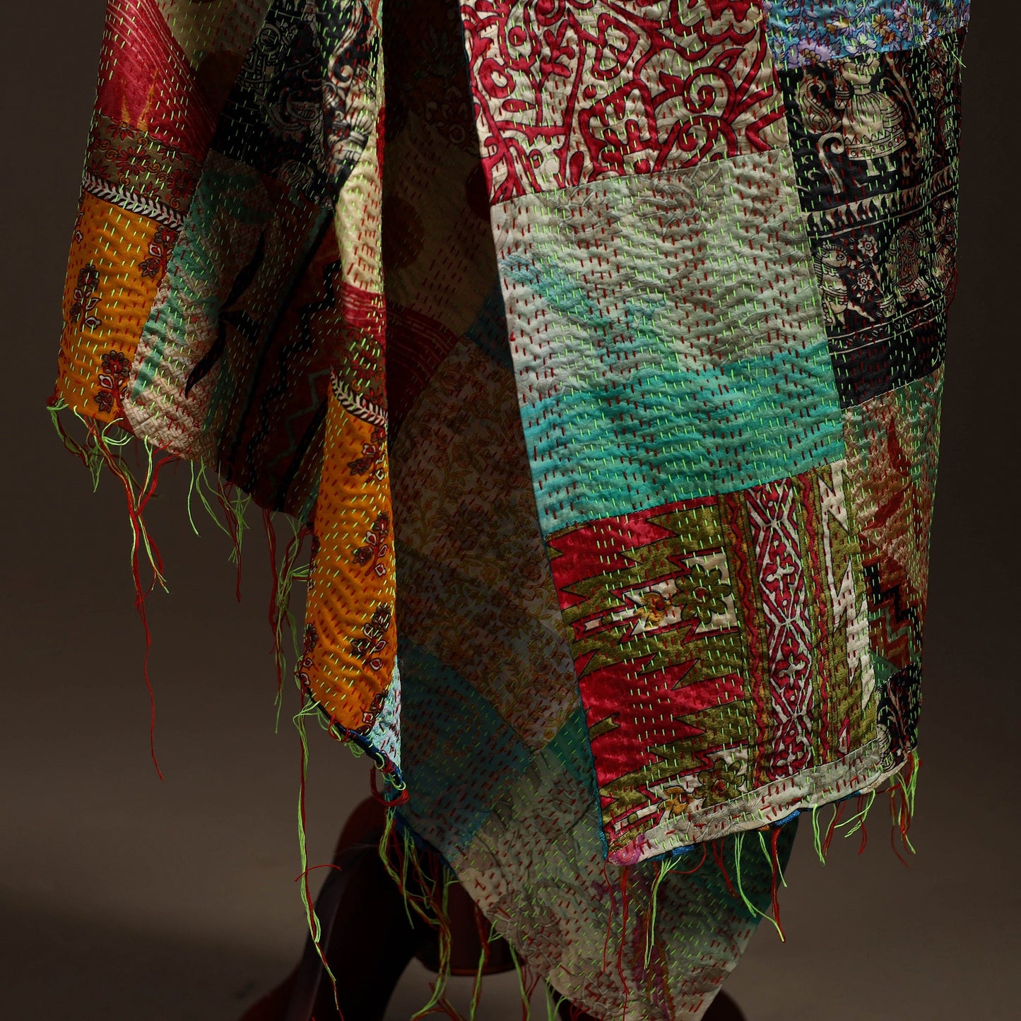 Multicolor - bengal hand embroidery patchwork reversible