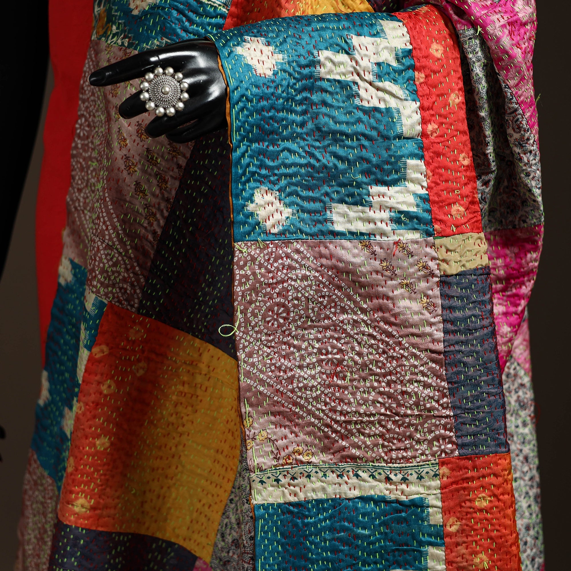 Multicolor - bengal hand embroidery patchwork reversible