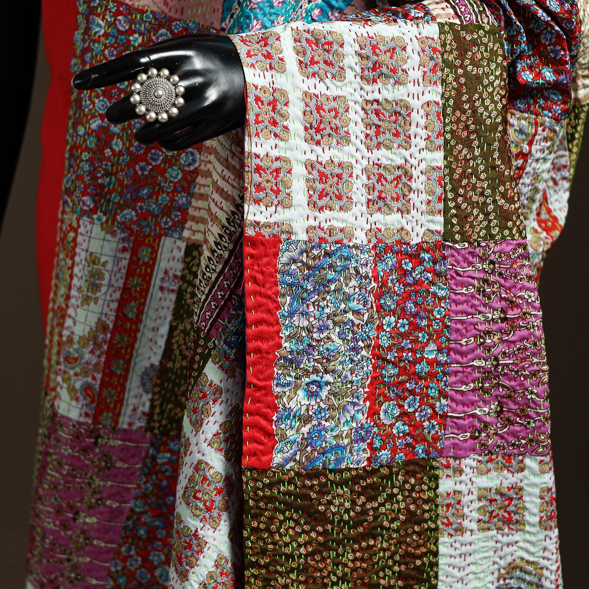 Multicolor - bengal hand embroidery patchwork reversible