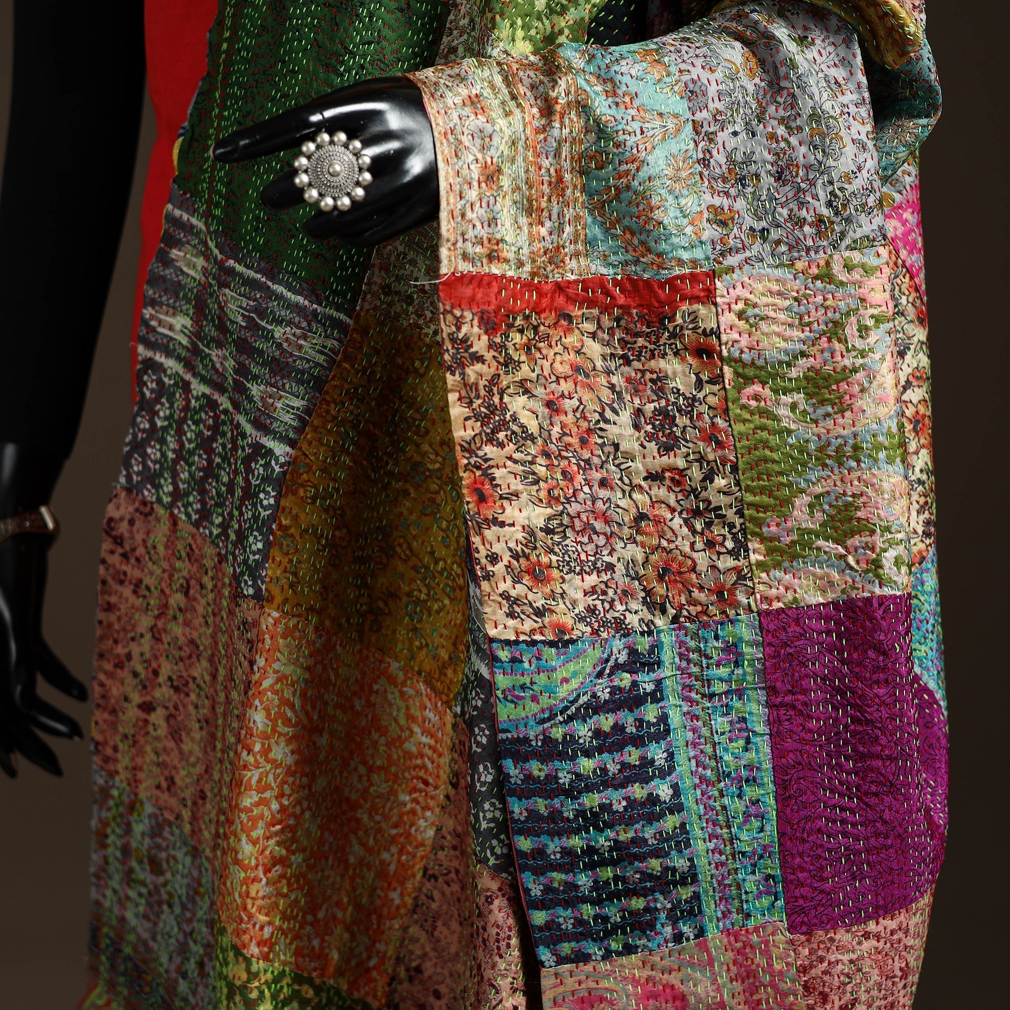 Multicolor - bengal hand embroidery patchwork reversible