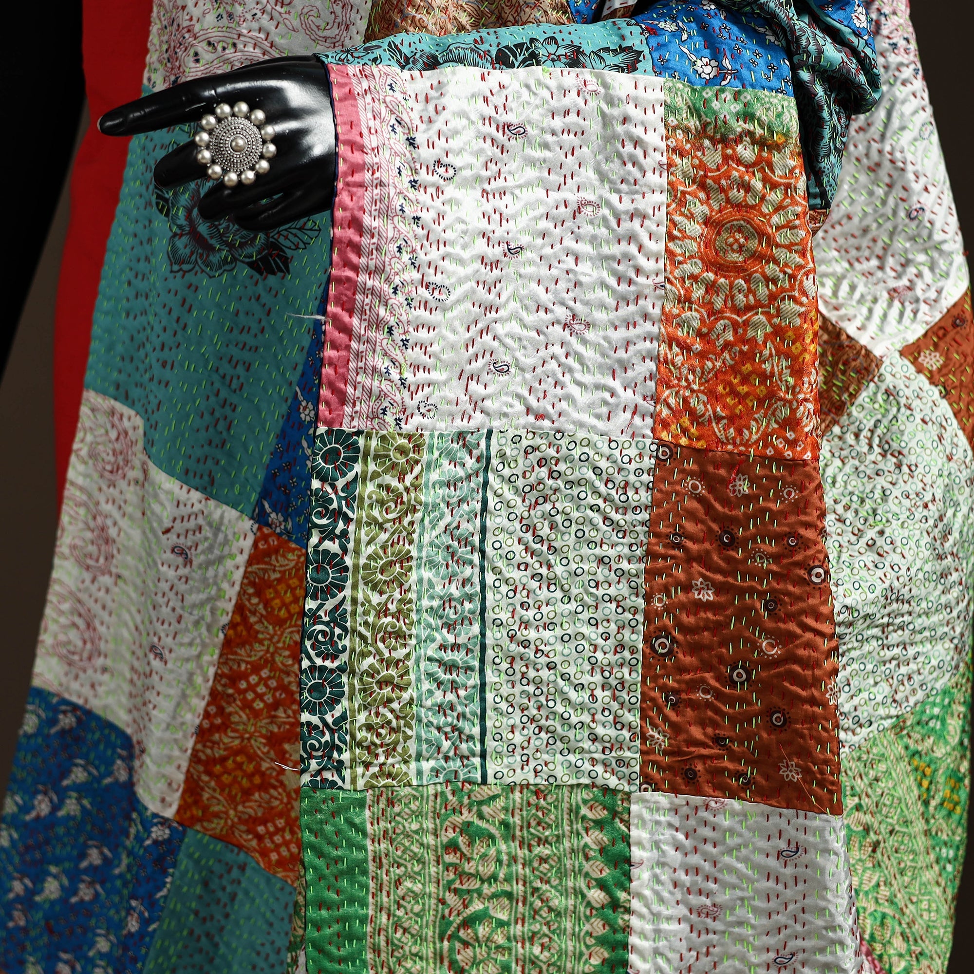 Multicolor - bengal hand embroidery patchwork reversible