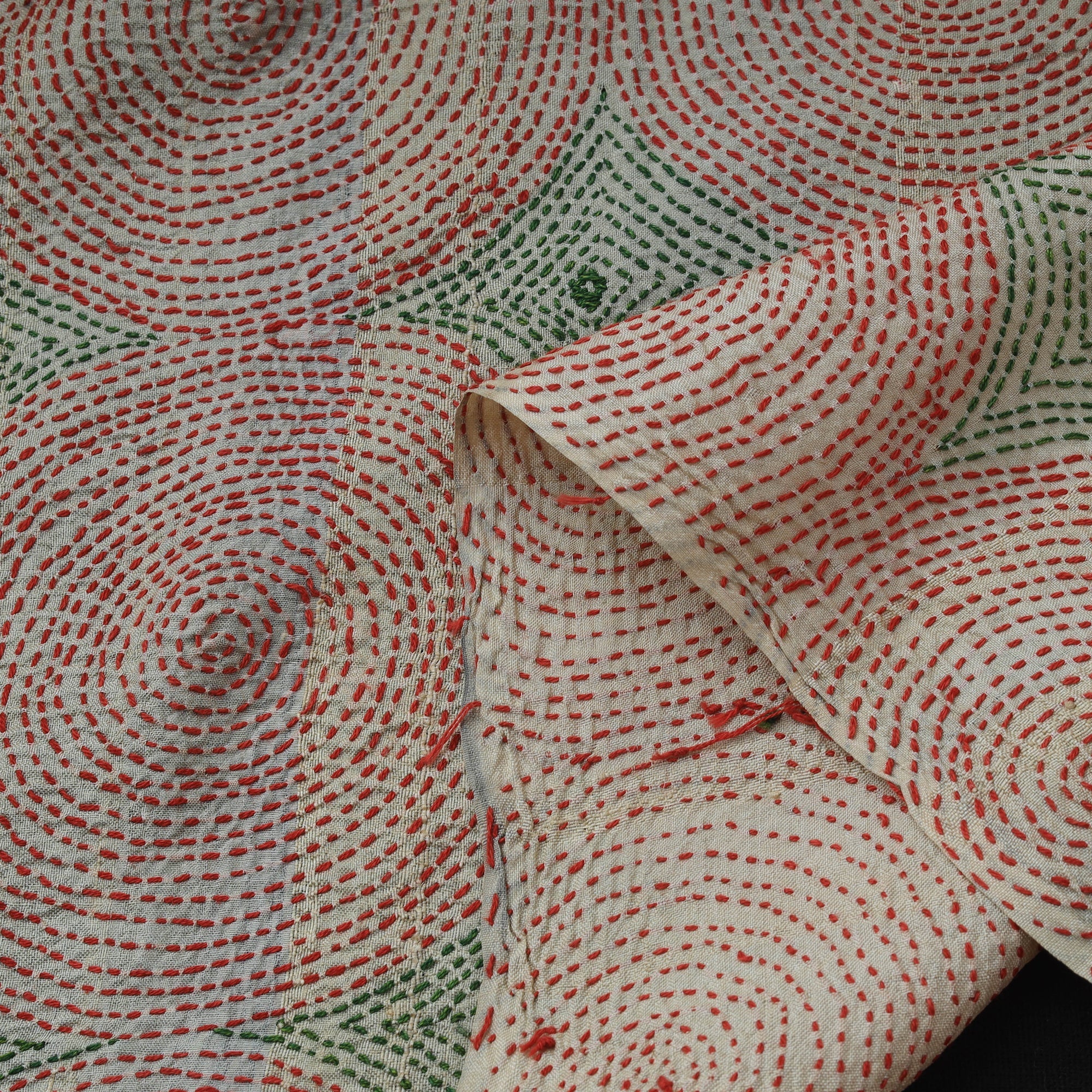 Bengal hand embroidery pure tussar silk handloom kantha