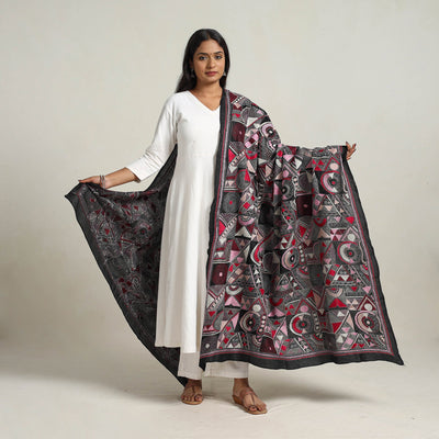 Multicolor - bengal handloom silk kantha embroidery dupatta