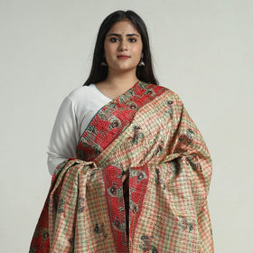 Buy Bengal Kantha Embroidery Patchwork Reversible Silk Dupatta 19 Online at iTokri.com